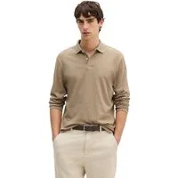 Marc O'Polo Langarm-Poloshirt aus Baumwoll-Leinen-Mix