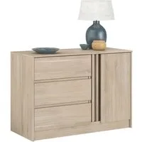 Parisot Kommode Escale 5, 3 Schübe, 1 Tür, Japanische Eiche Nachbildung - 110x77x50cm (BxHxT)