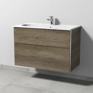 Sanipa 3way Waschtischunterbau zu Geberit Acanto Slim Waschtisch mit 2 Auszügen, Eiche-Nebraska BR41237