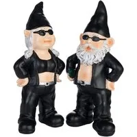 BRUBAKER Gartenzwerg Rocker Paar Gartenzwerge Dekoration für Campingplatz, (2 St), Set Gartenfigur Mann + Frau - Gartendeko Lustig