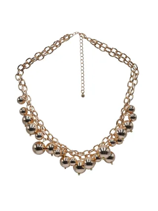 Steuer Modeschmuck Kette zweireihig goldfarben mit verschiedenen Bubbles