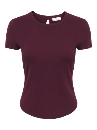 JDY - JDYCIRKELINE S/S ON BUTTON PULLOVER KNT Windsor Wine - Gr. - XS