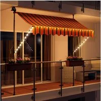 Swing&Harmonie Klemmmarkise LED - Balkonmarkise mit Kurbel Sonnenschutz Markise Terrasse Balkon 200/250/300/350 cm
