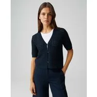 OPUS Strickjacke Dostal aus Strick mit Lochstrukur Perlmuttknöpfe, leichte Transparenz, fester Griff, Casual