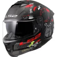 LS2 Motorradhelm FF808 Stream II Angry Monkey Helm, integriertes Sonnenvisier