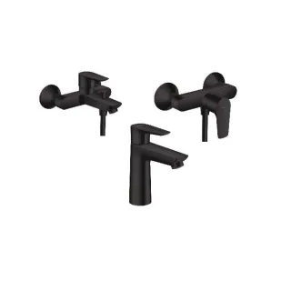 hansgrohe Talis E Badarmaturen Set schwarz, für Waschtisch, Wanne, Dusche