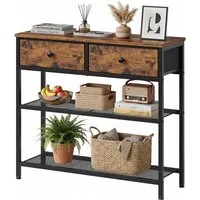 SONGMICS Konsolentisch Beistelltisch mit 2 Gitterablagen, Wohnzimmer, Eingangsbereich, Flur, mit 2 Stoffschubladen, für Wohnzimmer, 30 x 76,7 x 78,7 cm
