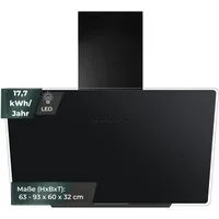 YUNA Kopffreihaube Dunstabzugshaube DUANA Glasfront 3 Leistungsstufen Dunstabzugshaube DUANA Glasfront 3 Leistungsstufen, 60cm, LED Beleuchtung, Abluft & Umluft, schwarz, o. Kohlefilter