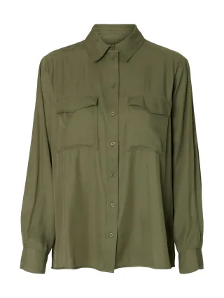 selected women - SLFBEATRICE LS RELAXED POCKET SHIRT B Deep Lichen Green - Gr. - 36
