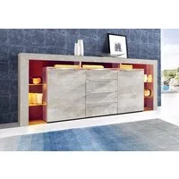borchardt Möbel Sideboard Lima, Breite 192cm mit Metallgriffen und Glasböden, Sehr viel Stauraum, 2 Türen, 4 Schubfächer, eleganter Überbau