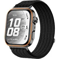 Wigento Smartwatch-Armband Nylon für Huawei Watch Fit 5 4 / 5 4 Pro / 3 Klettverschluss Schwarz, Klettverschluss, Verstellbar