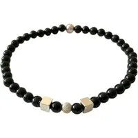 Steinfixx® Perlenarmband schwarzer Turmalin mit 925 Silber, handgefertigt in Deutschland (Lieferung in edler Geschenkbox, AAA-Qualität aus Brasilien), wahlweise 4mm und 6mm incl. Flyer
