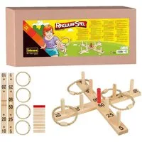 Idena Spiel Idena 40199 - Ringwurf-Spiel aus Holz mit 9 Spielstäben und 4 Ringen