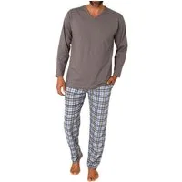 Normann Pyjama Normann Herren Schlafanzug lang mit Karo Hose - auch in Übergröße
