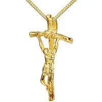 JEVELION Kreuzkette Kruzifix Anhänger 750 Gold - Made in Germany (Goldkreuz, für Damen und Herren), Mit Kette vergoldet- Länge wählbar 36 - 70 cm oder ohne Kette.
