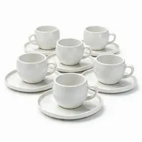 Mulex Tasse AURA Kaffeetassen Set weiss, 12-tlg., Porzellan, Spülmaschinengeeignet