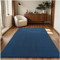 TaraCarpet Teppich Supersoft Kurzflorteppich Fiona Uni, rechteckig, Höhe: 14 mm, Wohnzimmer, Schlafzimmer, Esszimmer, Fiona blau 50x80