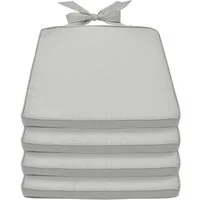 Beautissu Stuhlkissen 4er Set Stuhlkissen Pia, 40x45cm, Hellgrau, Sitzkissen Gartenstuhlkissen, Sitzpolster für Rattanstühle, Outdoor