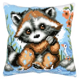 Kreuzstichkissen "Waschbär"