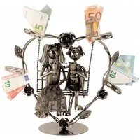 Geschenkestadl Dekofigur Hochzeitspaar auf Schaukel Metall Geldgeschenk Halter 23x24cm (Set, 1 St., 1tlg), perfekt für Geldgeschenke, Fotohalter
