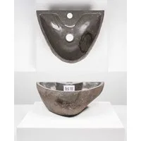 wohnfreuden Aufsatzwaschbecken Naturstein Waschbecken 40 cm oval mit Hahnloch (Kein Set), 101840_Bc6.155