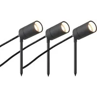 Reality Leuchten LED Gartenstrahler 3er SET mit Erdspieß & 2 Meter Kabel, LED wechselbar, warmweiß, Außenstrahler Gartenbeleuchtung mit Strom Baumstrahler Gartenlampe-n