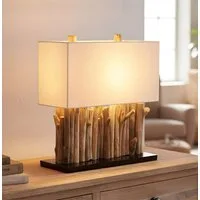 Levandeo® Nachttischlampe, levandeo Lampe 35 x 40 x 16 cm Tischlampe Treibholz Unikat Holzlampe