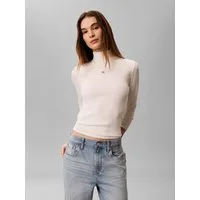 Calvin Klein Jeans Shirttop LS WOVEN LABEL TURTLENECK Mit Rundhalsausschnitt, regular fit