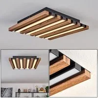 hofstein Deckenleuchte Deckenpanel aus Metall/MDF/Kunststoff in Schwarz/Holzoptik/Weiß, 15 Watt, 3000 Kelvin, Deckenlampe für Schlafzimmer, Esszimmer, Flur