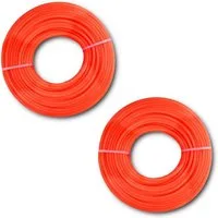 HOOZ Trimmerfaden in versch. Farben - Mähfaden Trimmerschnur für Rasentrimmerspulen, 15 m Länge, 2.4 mm Fadendurchmesser, (Set, 2-St., Orange), Signalfarben