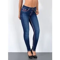 ESRA Skinny-fit-Jeans Jeans Damen Skinny Hose High Waist Jeanshose dicke Naht Jeans Skinny High Waist Jeans Damen Stretch Skinny Jeans Damen dicke Naht Jeanshose