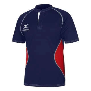 Gilbert - Rugby-Shirt für Herren, Regulär, Raglanärmel (Marine/Rot)