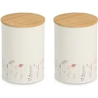Zeller Present Vorratsdose "Flowers", 2-tlg., Bambus, Metall, (Set, 2-tlg), luftdicht, pflegeleicht, 1200 ml