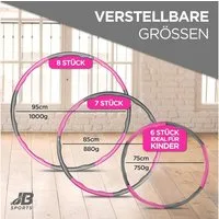 BURI Hula-Hoop-Reifen Hula Hoop Fitness Reifen Rosa Bauchtrainer Fitnesstraining 8 Teile