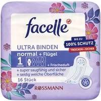 facelle Binden Ultra Binden normal + Flügel + Frischeduft, 1 von 4 Gr., 16 Stück