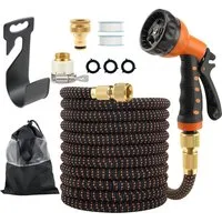 GLIESE Gartenschlauch Flexibel 22,5M mit 8-in-1 Düse, platzsparend automatisch aufrollbar, automatische Entleerung, 3750D reißfest, 8 Sprühfunktionen, Tasche & Haken