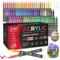 AKKEE Lackmarker Acrylstifte Set Farben wasserfest leuchtende, Marker, (240-tlg), für Papier Steine Glas Holz DIY Medium
