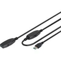Aktives USB 3.2 Gen 1 Verlängerungskabel, 10 Meter schwarz, Repeater Kabel