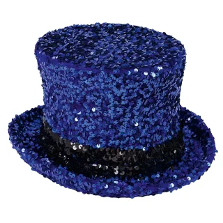 Zylinder "Pailletten", blau/schwarz
