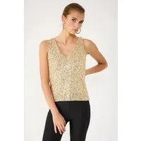 No Matter What Blusentop Paillettenbesetzte Bluse mit V-Ausschnitt