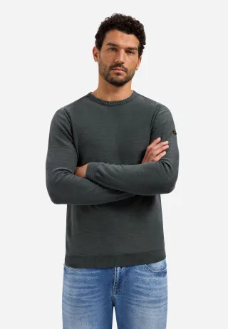 No Excess - Pullover Crewneck Garment Dyed + Stone Washed dark steel - Gr. - L