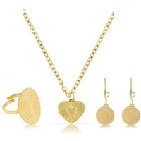Made by Nami Schmuckset Mehrteilig Damen Gold aus Edelstahl Wasserfest, Halskette + Ring + Ohrringe - Hypoallergen - Wasserfest