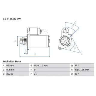 Bosch Anlasser 0,9 kW Dacia Nissan Renault 0986024190