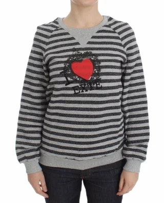 Exte - Pull en coton rayé à col ras du cou pour femme - Gris
