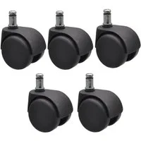 WAGNER design yourself Stuhlrolle Drehstuhlrollen / Bürostuhlrollen 5tlg. Set - HART - Durchmesser Ø 50 mm, intervallgebremst, Steckstift 11 x 20 mm, Tragkraft 50 kg / Rolle
