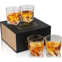 FELIXLEO Tumbler-Glas Whiskygläser 4er Set 10 Oz Heavy Base Cocktail Rum Wodka Geschenkset