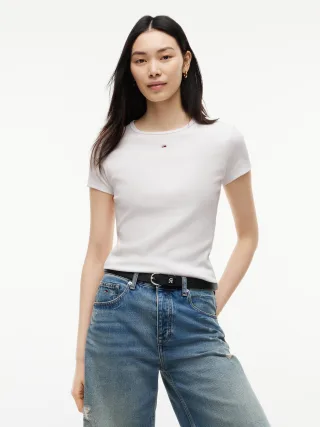Tommy Jeans (PVH Group) - TJW SLIM ESSENTIAL RIB SS White - Gr. - L