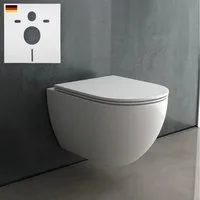 Alpenberger Dusch-WC - Taharet WC - Bidet WC - Hänge WC mit Intimdusche, wandhängend, Abgang waagerecht, Kloschüssel Passend Geberit, Wand WC Spülrandlos - Slim WC Sitz mit Absenkautomatik