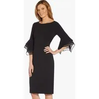 Adrianna Papell Abendkleid Knit Crepe Tiered Sleeve Dress Zeitlos, 3/4 Ärmel, schöne Silhouette