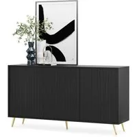 Selsey Sideboard BELLO, 3-türig mit Lamellenfronten und goldenen Beinen, 154 cm